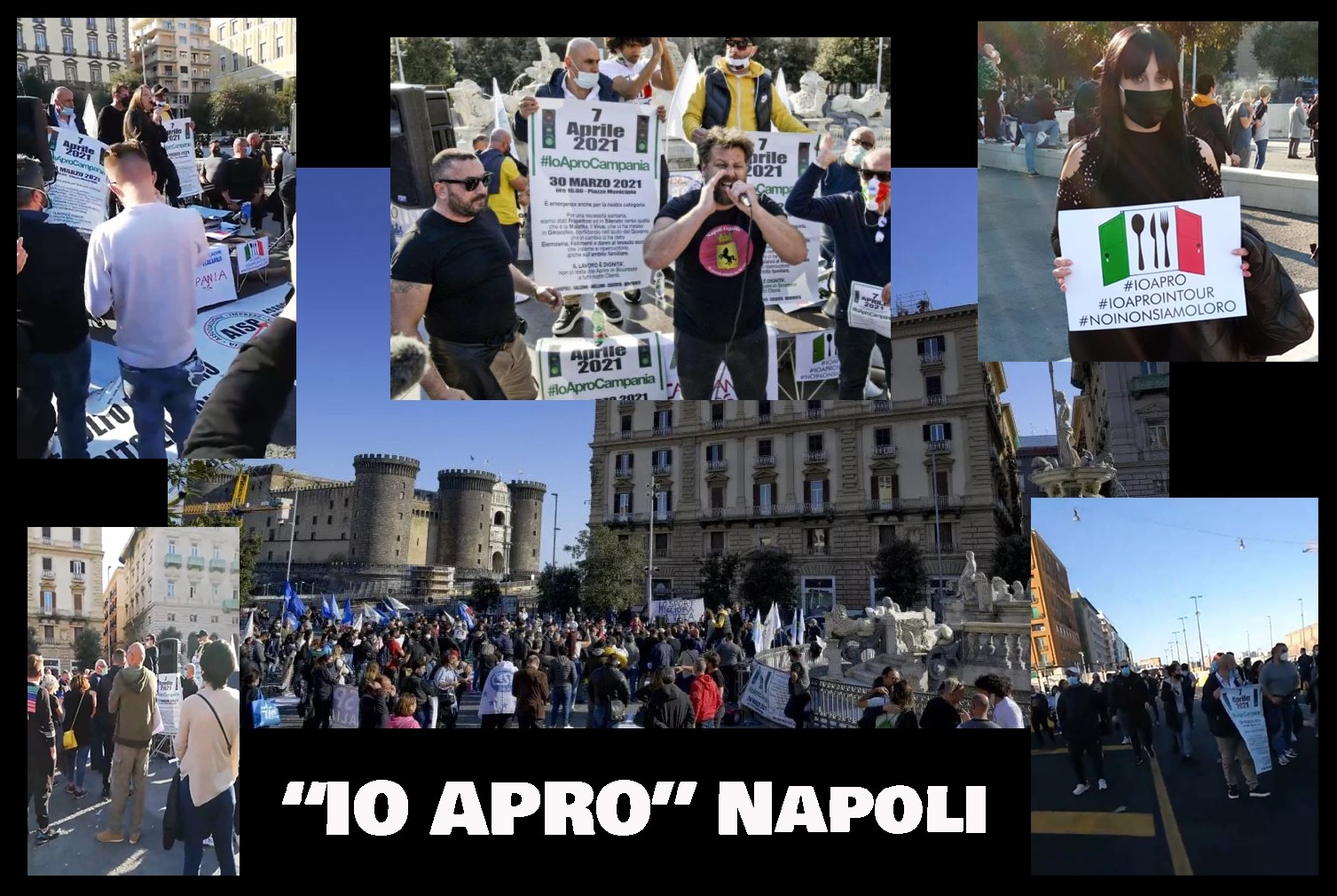 Napoli piazza Municipio “Io Apro” avviso al Governo: “Dal 7 aprile apriamo tutto”